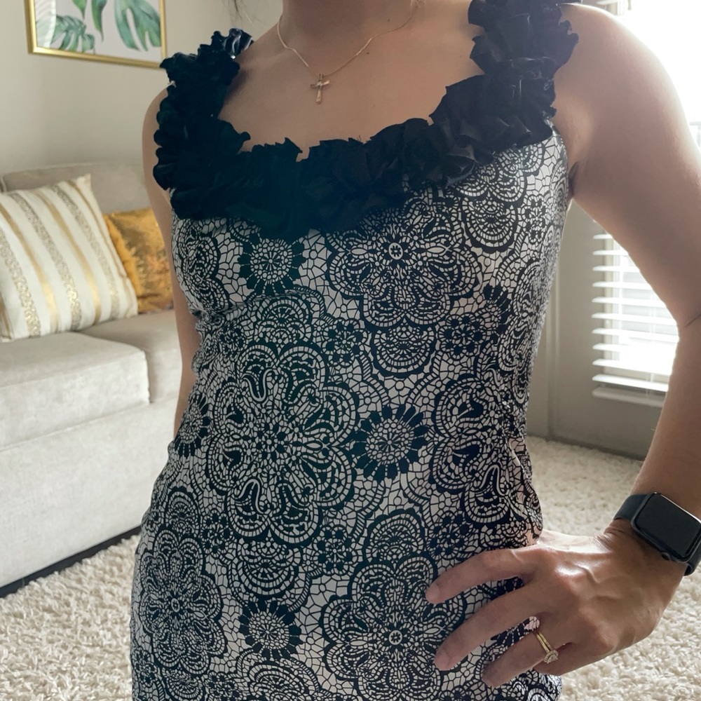 Black and White Midi-Dress